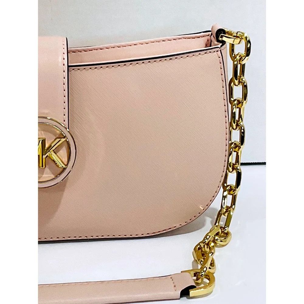 Michael Kors Carmen pouchette powder‎ blush pink small vegan shoulder bag purse